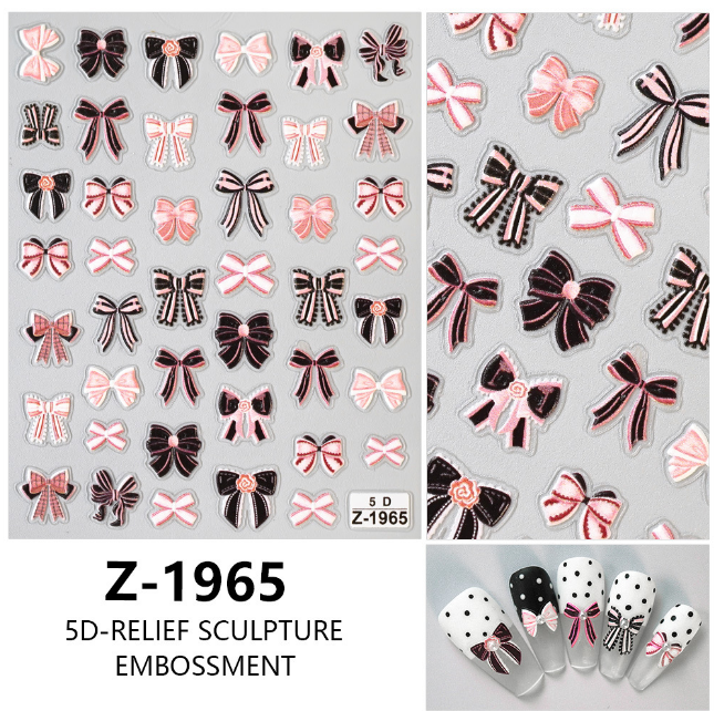5D Cameo Butterfly Bow Knot Nail Stickers